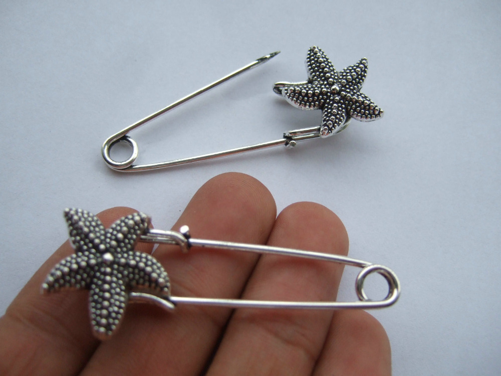12x Large Durable Strong Metal font b Kilt b font Scarf Brooch Safety Pin With Starfish