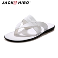 JACKSHIBO 2016 luxury brand Summer Men slipper fashion designer men leather Sandals Italian quality flip flops