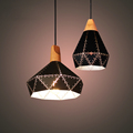 American Retro Vintage Loft Creative Origami Iro Wood Led E27 Pendant Light For Living Room Dining