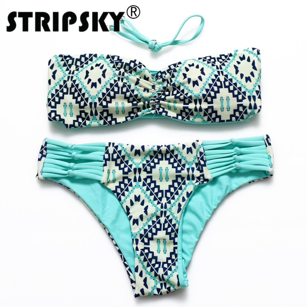 Stripsky 2016 Bandeau Swimsuit Print Sexy Swimwear Padded Beach Bikinis Sexy Maillot De Bain Ship From Estonia Stripsky 2016 Bandeau Swimsuit Print Sexy Swimwear Padded Beach Bikinis Sexy Maillot De Bain Ship From Estonia