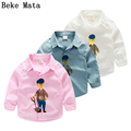 England Style Baby Boy Shirt Character 2016 Autumn Long Sleeve Boys Shirts For Children Fashion School