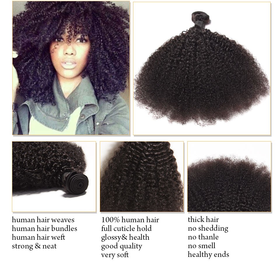 Mongolian Afro Kinky Curly Hair Weave Bundles Deals 100 Percent