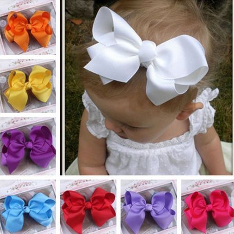Cute Baby Grosgrain Ribbon Bow Hair Clip Pin Flower Baby Girl Headdress Accessories Orange Pink Green