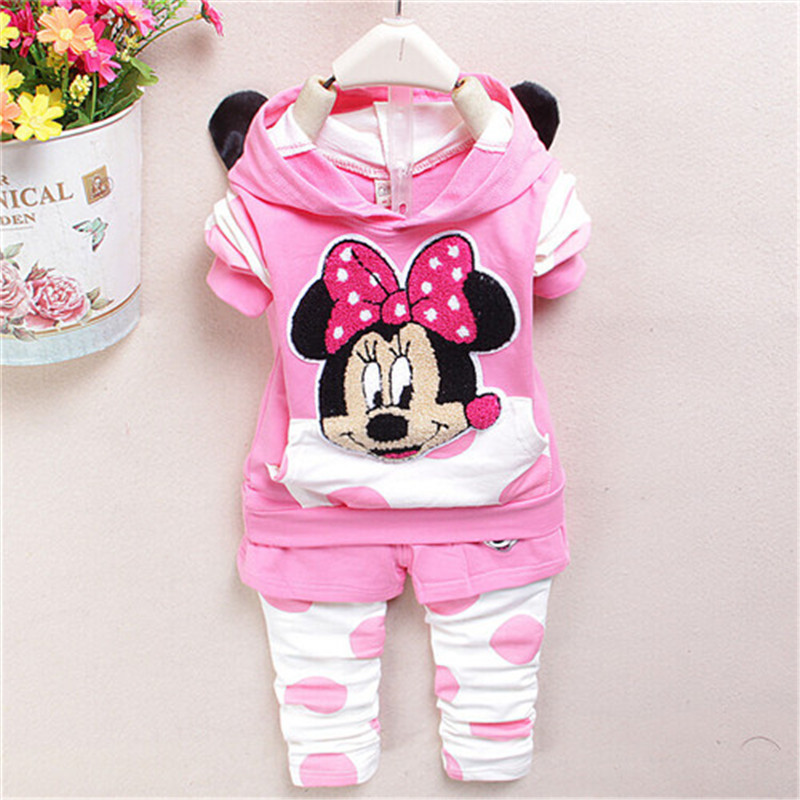 new fashion 2015 baby girl clothing set spring autumn Children coat pants suit kids cartoon clothing