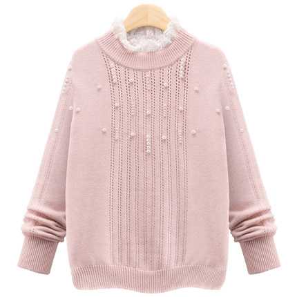 New 2016 Women's Pearl Winter Warm Long Sleeve Pullover Jumper Ladies Casual Sweater Tops Fee Shipping