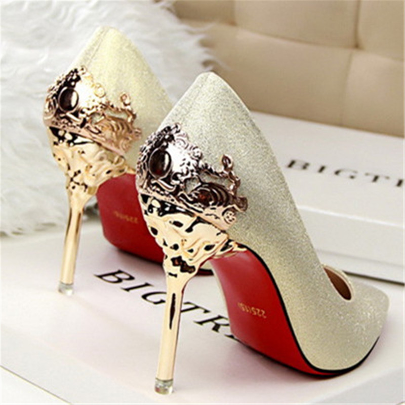 gold heels red bottoms