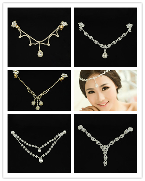 Indian Wedding Hair Accessories Brass Rhinestone Bridal Frontlets