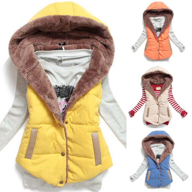2014 Hot new fashion hooded jacket big yards ladies sleeveless vest cotton vest MLXXXL free shipping MJ1