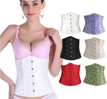 Hot sale Plus Size Waist Corset Underbust Bustiers Harness With Gothic Women Slimming 9 Steel Bones lace Jacquard