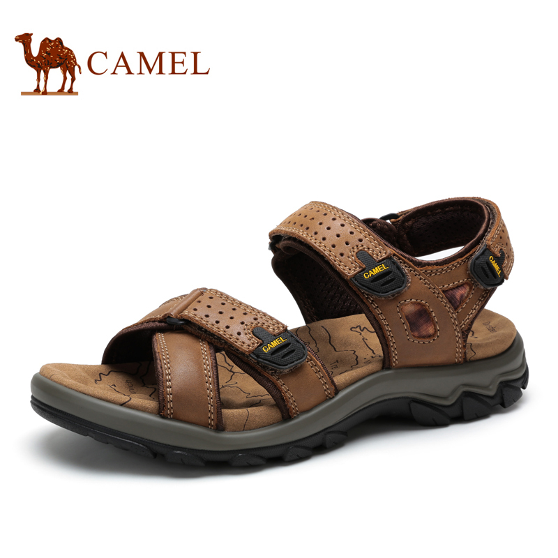 Camel Outdoor Men's Casual Sandals 2015 Just Arrival Cow Leather Hook & Loop Sandals A522344127