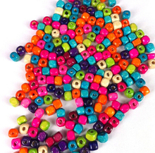 100pcs/lot New Wholesale 4mm Mixed Beads Fashion DIY Jewelry Making Square Wood Bead Free Shipping