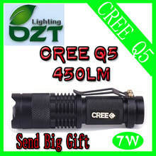 For UltraFire CREE XM-L Q5 450Lumens cree led Torch Zoomable cree waterproof LED Flashlight Torch light