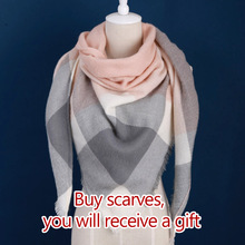 2016 Winter soft Warm Cashmere Brand Scarf Women Multifunctional Fashion Square Plaid Triangle Shawl Wrap Ring