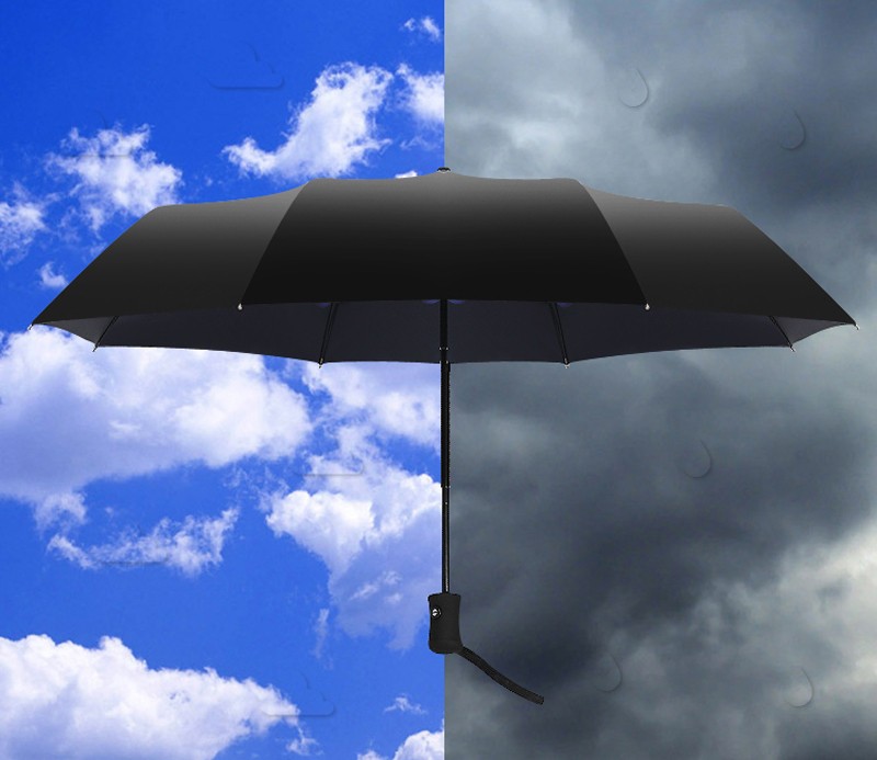 Fashion 3 Fold Automatic Women Umbrella Sun Rain Anti UV Windproof Male Black Ultra Light Mini Parasol