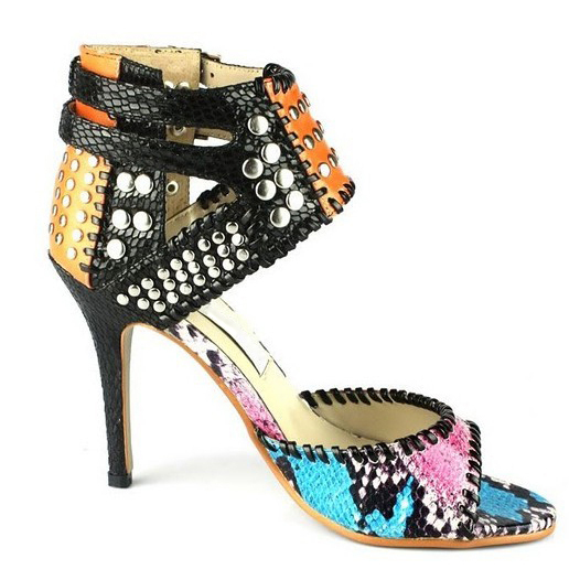 women cut out gladiator sandals high heels genuine leather rivet high ... women cut out gladiator sandals high heels genuine leather rivet high ...