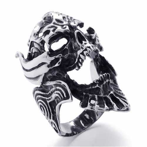 punk jewelry 316l stainless steel rings black open mouth skeleton skull head women men rings wedding engagement rings 21017 - Skull Wedding Rings For Men punk jewelry 316l stainless steel rings black open mouth skeleton skull head women men rings wedding engagement rings 21017 - Skull Wedding Rings For Men