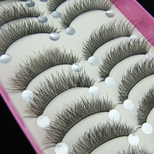 10 Pairs Black Cosmetic Man-made Long Thick Cross Eye Lashes Beauty Party Makeup Fake False Eyelashes Chic Design