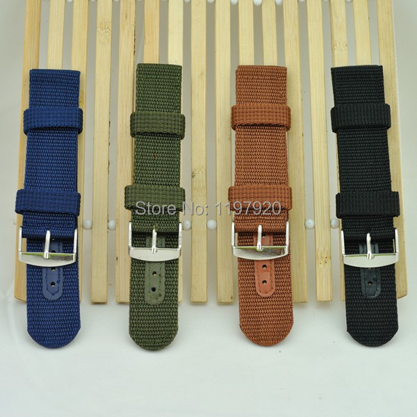 Durable Nylon Watch Strap Band Bands Green Black for 18mm 20mm 22mm 24mm