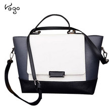 2015 New Hot Women Bags Lady Faux Leather Handbag White amp Black Messenger Bag Purse Tote