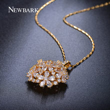 NEWBARK Trendy Flower Cluster Design Cubic Zirconia Diamond Paved Necklace 18K Gold And Platinum Plated Jewelry