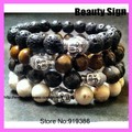 12pcs lot 10mm Beads Silver Color Metal Buddha Bracelet Set Mens Bead Bracelet