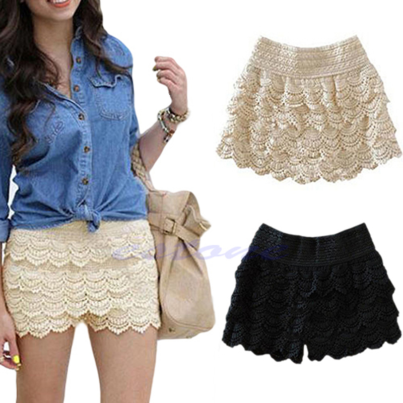 1 PC Sweet Lace Embroidery Mini Tiered Short Skirt Under Shorts Hot