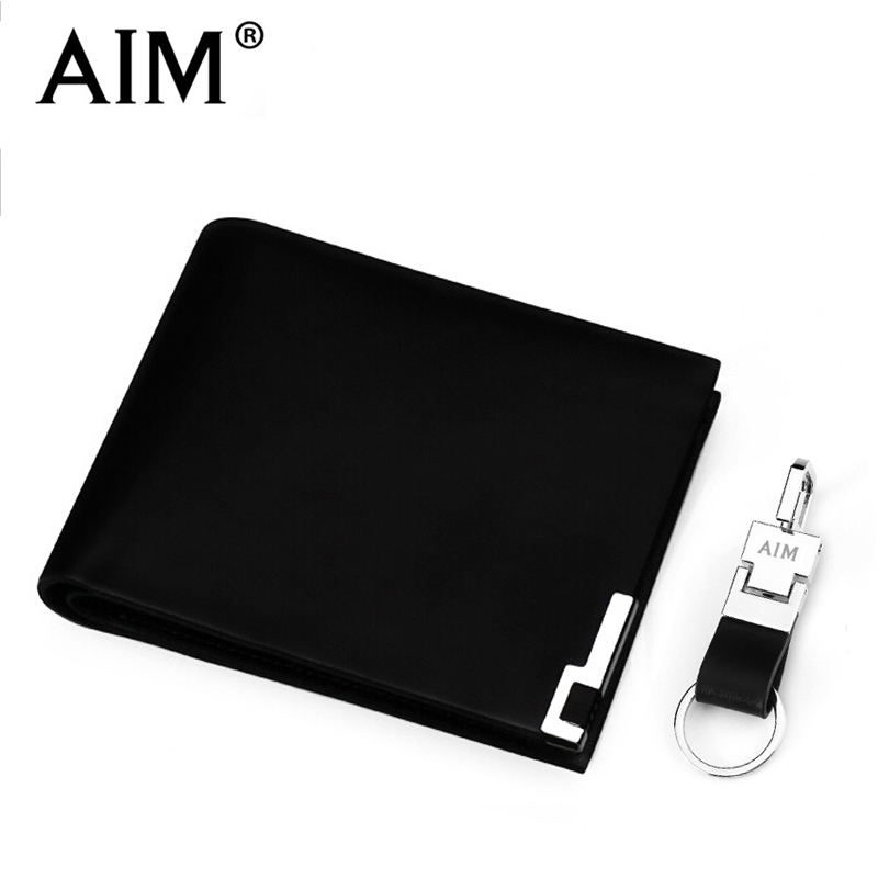 AIM wallet male short leather AONISI Leather Wallet Mens card bag wallet