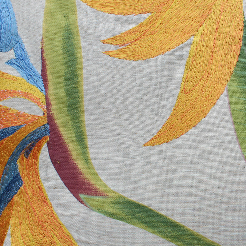 embroidered yellow strelitzia rginae flower sofa cushions floral cotton linen throw pillows ...