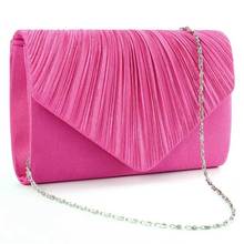 Solid Color Satin Pleated Women Bag Wedding Party Prom Clutch Bag Bridal Handbag