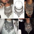 2016 Collar ZA Necklaces Pendants Vintage Crystal Maxi Choker Statement Silver Collier Femme Boho Big Fashion