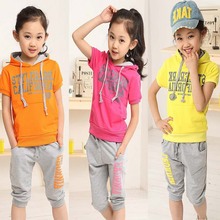 2016 summer Girls Clothes Sweatshirts letter Kids Hoodies+Pants Kids Tracksuit For Girls Clothing Sets Girls Sport Suit