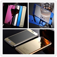 Hot Lastest Front+Back Premium Mirror Plating Colored Tempered Glass for iphone 6 4.7 inch Full Cover Screen Protector film