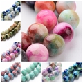 4 6 8 10 12mm Jade Semi precious Stone Camouflage Charm Beads Bulk 16 Dyed Natural