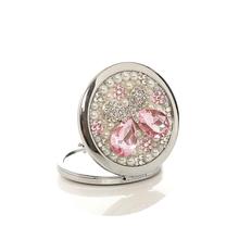 2014 New Diamon pink Butterfly women s Mirror Handmade Portable Double Dual Sides Stainless Steel Frame