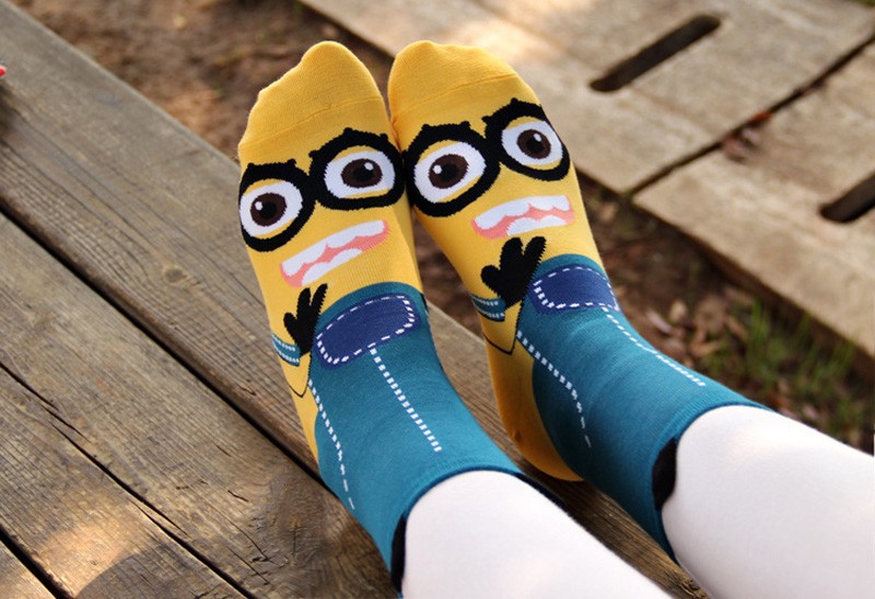 new arrival yellow Minions Women\'s spring Socks Little Yellow People Series Sock fashion new designer cute meias femininas calca (12)