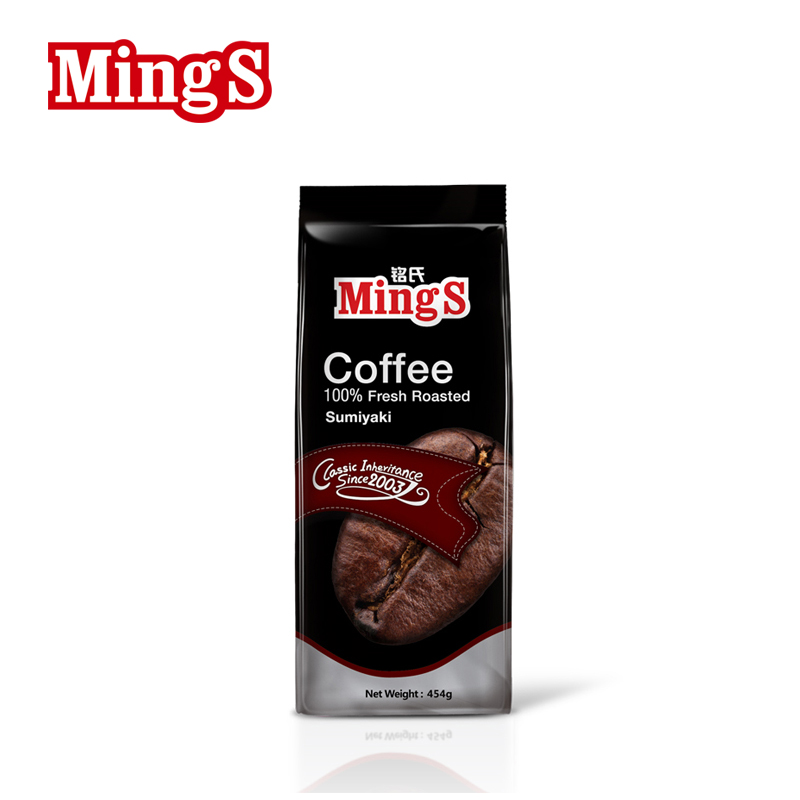 mings black bags roasted coffee beans 454g can grind to be coffee powder for you 