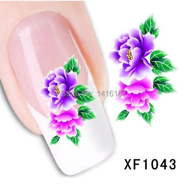 Min order is 10 mix order Water Transfer Nail Art Sticker Decal Beauty Colorful Pink Purple