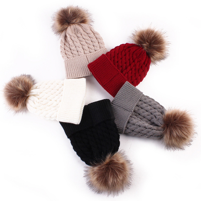 Мода Toddle Младенческой Новорожденных Winter Warmer Детские Вязаный Шерстяной Шляпа дети Теплую Шапку Девушки Парни Трикотажные Шапки Шерсти Меховой Шарик Caps