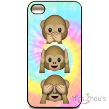 For iphone 4/4s 5/5s 5c SE 6/6s plus ipod touch 4/5/6 back skins mobile cellphone cases cover Emoji monkey Tie Dye cute Emojis