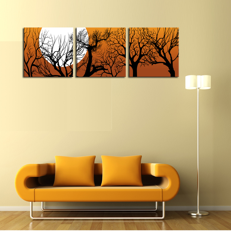 Unframed 3 sets Canvas Painting Moon And Trees Art Cheap Picture Home Decor On Canvas Modern ...