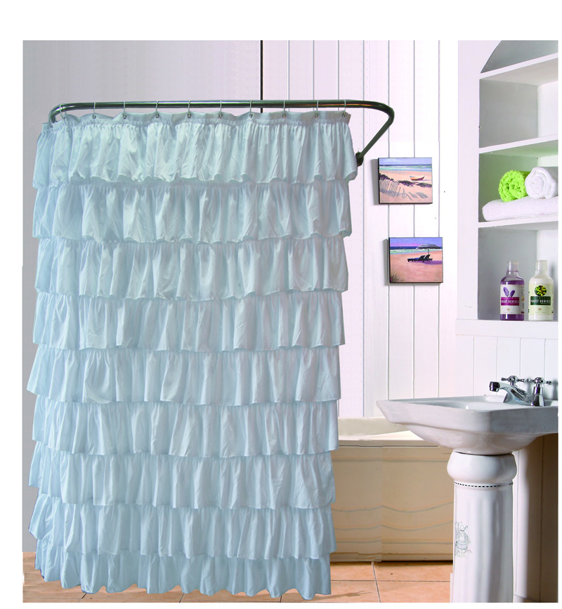 180*180CM Ruffles Shower Curtain Polyester Waterproof Bathroom Bath Curtain Screen