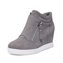 New Women Genuine Leather Height Increasing Shoes Fashion Wedge High Heels Shoes For Women Suede Leather Platform Casual Shoes