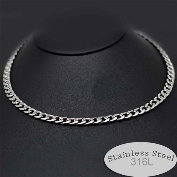 stainless steel 316L never fade 23 19 inches men male husband chain necklace chocker 5mm 6mm