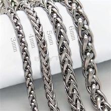 2015 New Modal Casual Men Necklaces Stainless Steel Braided Chains Necklaces Men 3 4 5 6mm