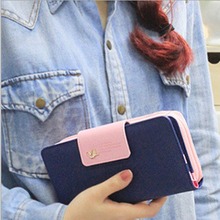 J35 Free Shipping New Women PU Leather Buckle Long Purse Clutch Cute Button Wallet Bag Card