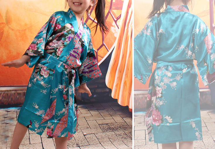 Kid Robe Satin Small Children Kimono Robes Bridesmaid Gift Flower Girl