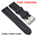 Black high quality waterproof silicone Watchband 22mm 24mm 26mm silicon rubber strap For panerai