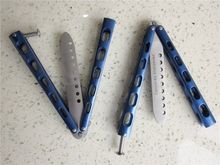 Blue High Quality Practice Metal Butterfly Steel Trainer Dull Knife Sport Exercise Tool
