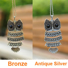2016 Hot Sales Korea Adorn Article Vintage Owl Pendants Necklace,Ancient the Owl Sweater Chain Jewelry 88N1177 88N1176
