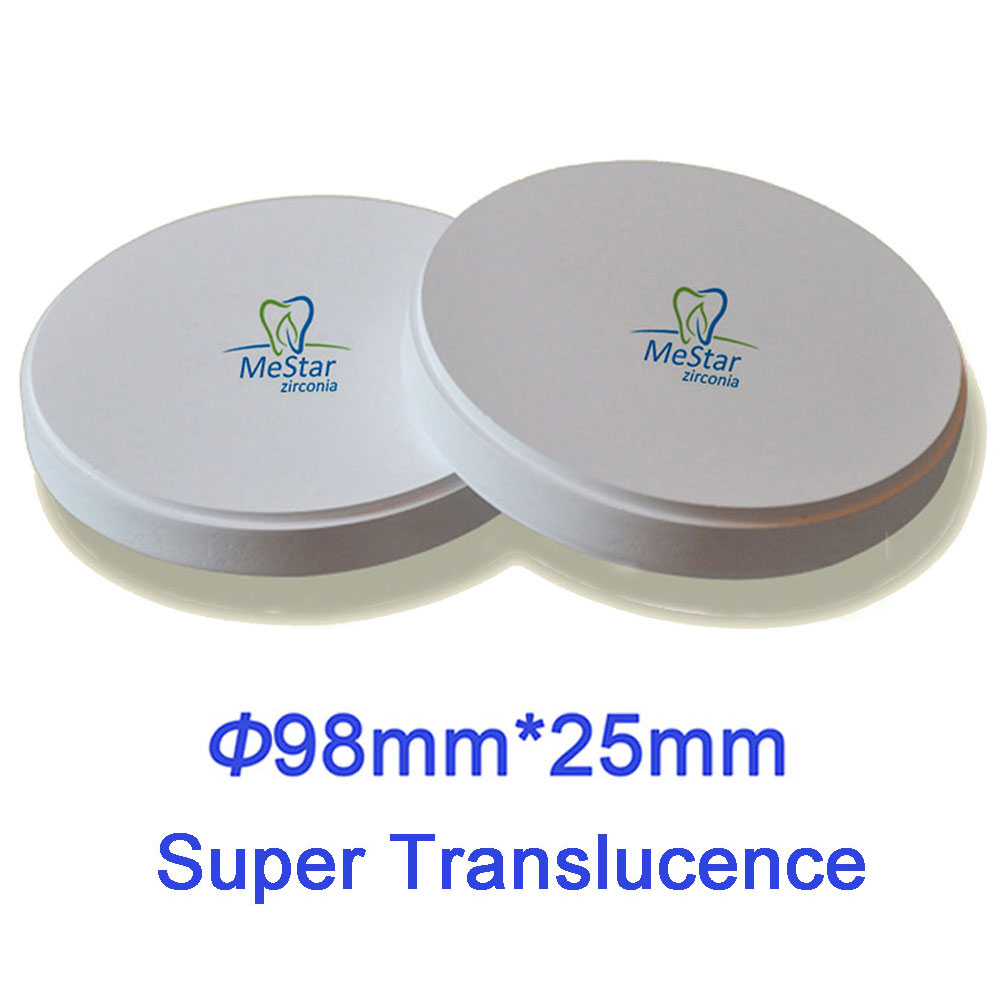 Super Translucent Dental CAD/CAM Zirconia Disc  98mm*25mm Compatible with Open System, VHF,  Wieland, Imes-Icore, Roland etc..